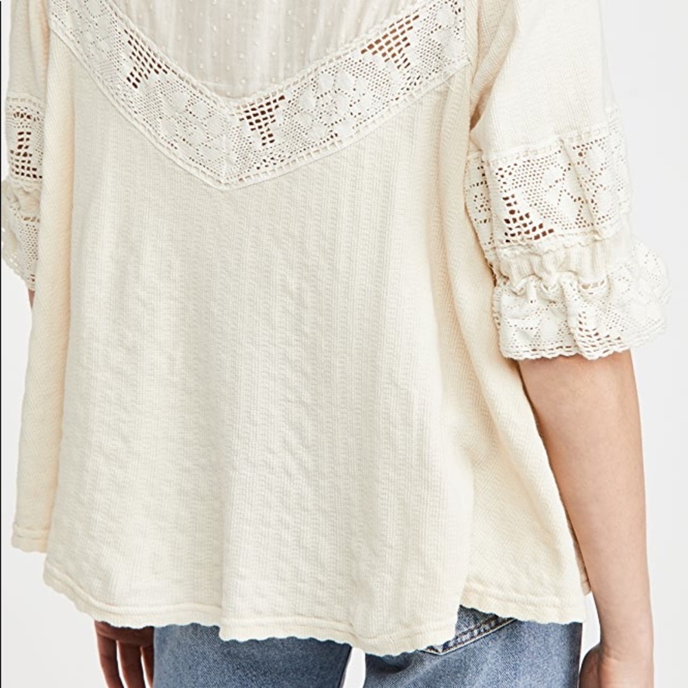 🅢🅐🅛🅔 Free People Walk In the Park Grey Blouse 👚 Ruffled Top Puff sleeve - Picture 6 of 11